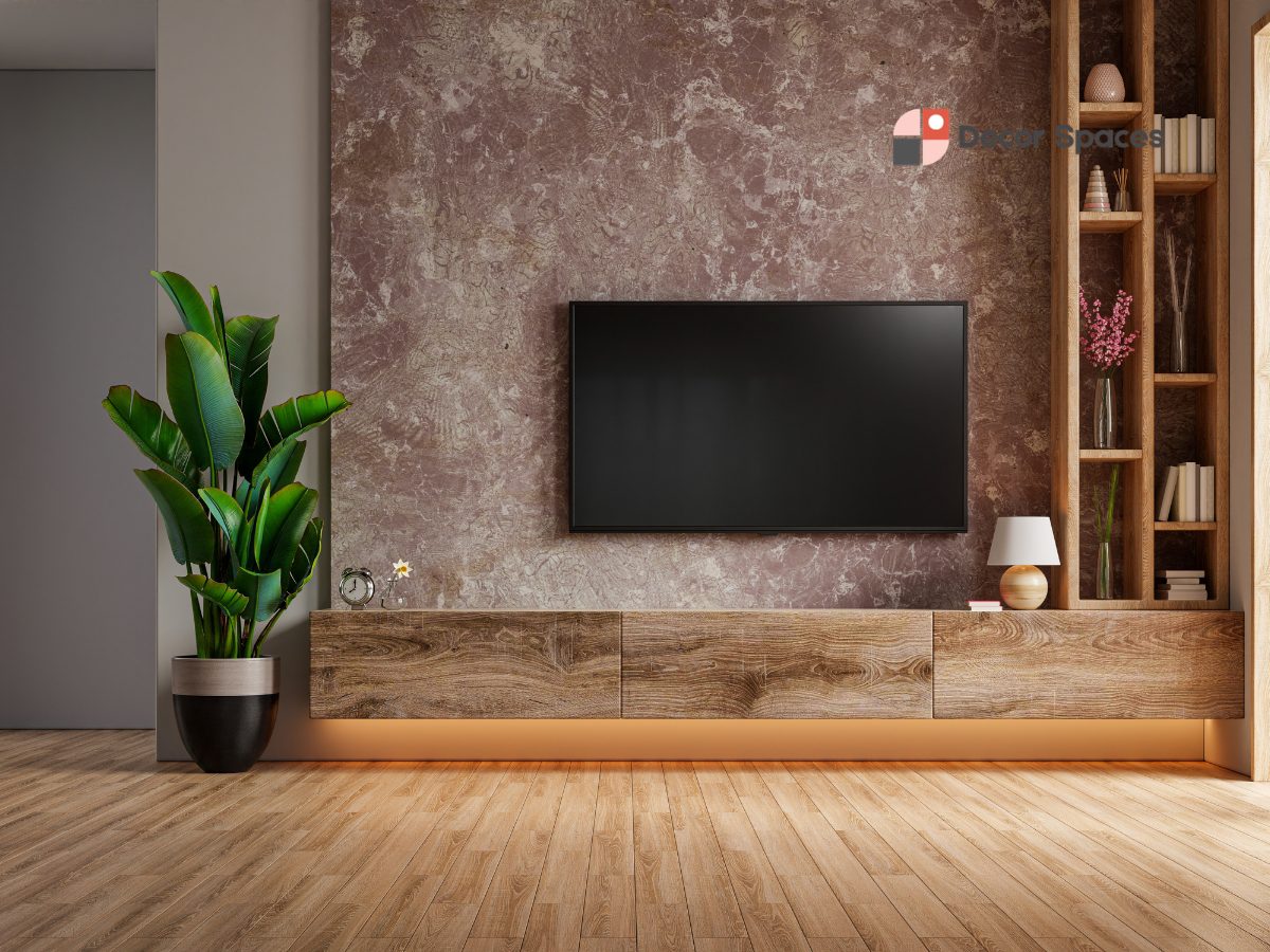 tv unit interior design by Decor Spaces in Chennai