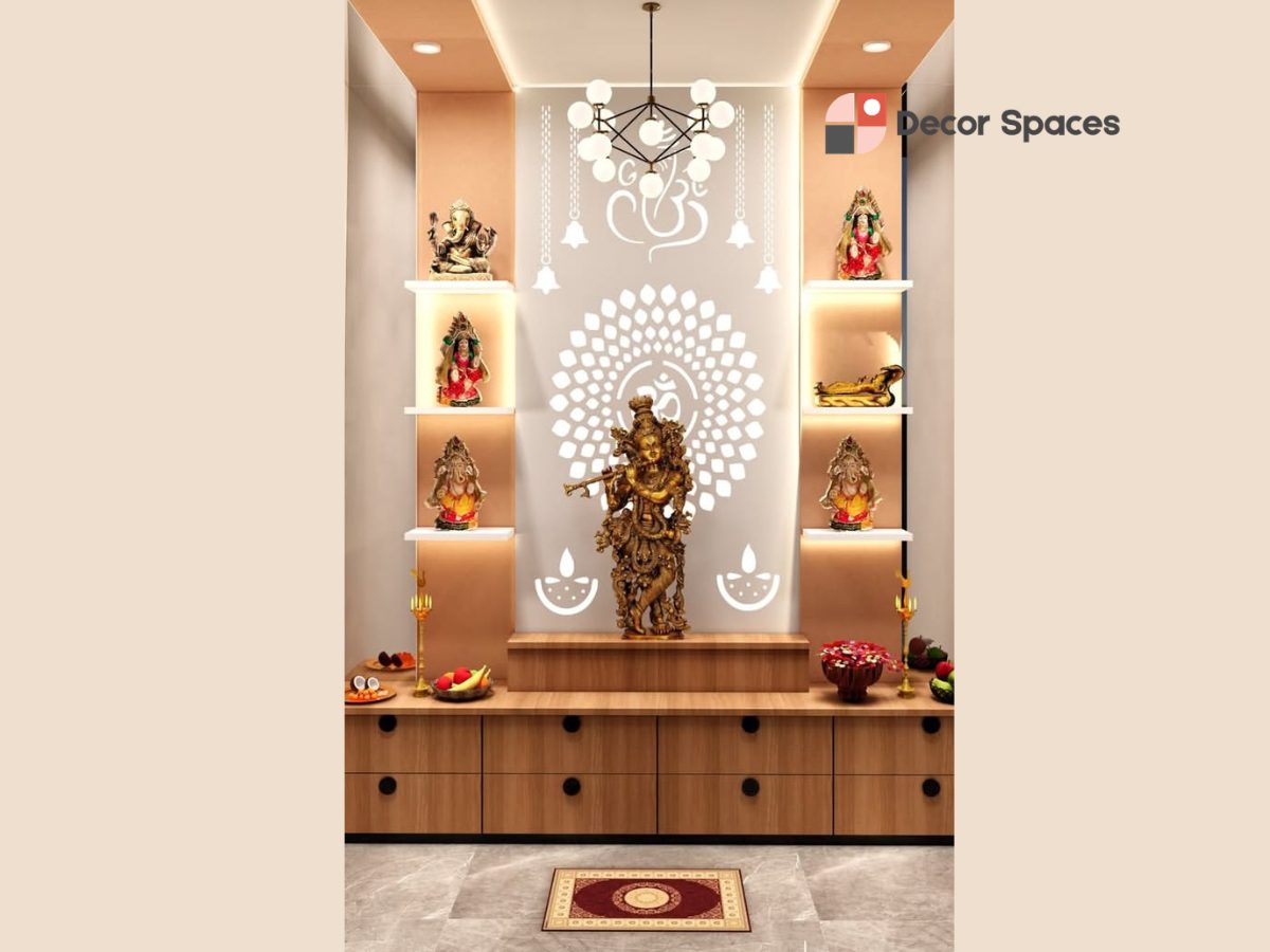 pooja room interior design by Decor Spaces in Chennai