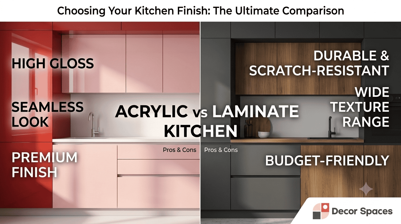 Acrylic vs laminate kitchen finish comparison