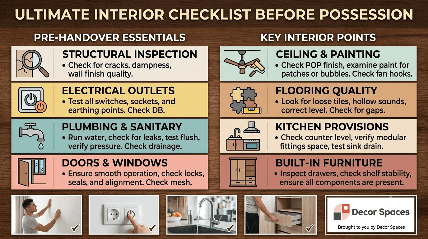 interior checklist before possession