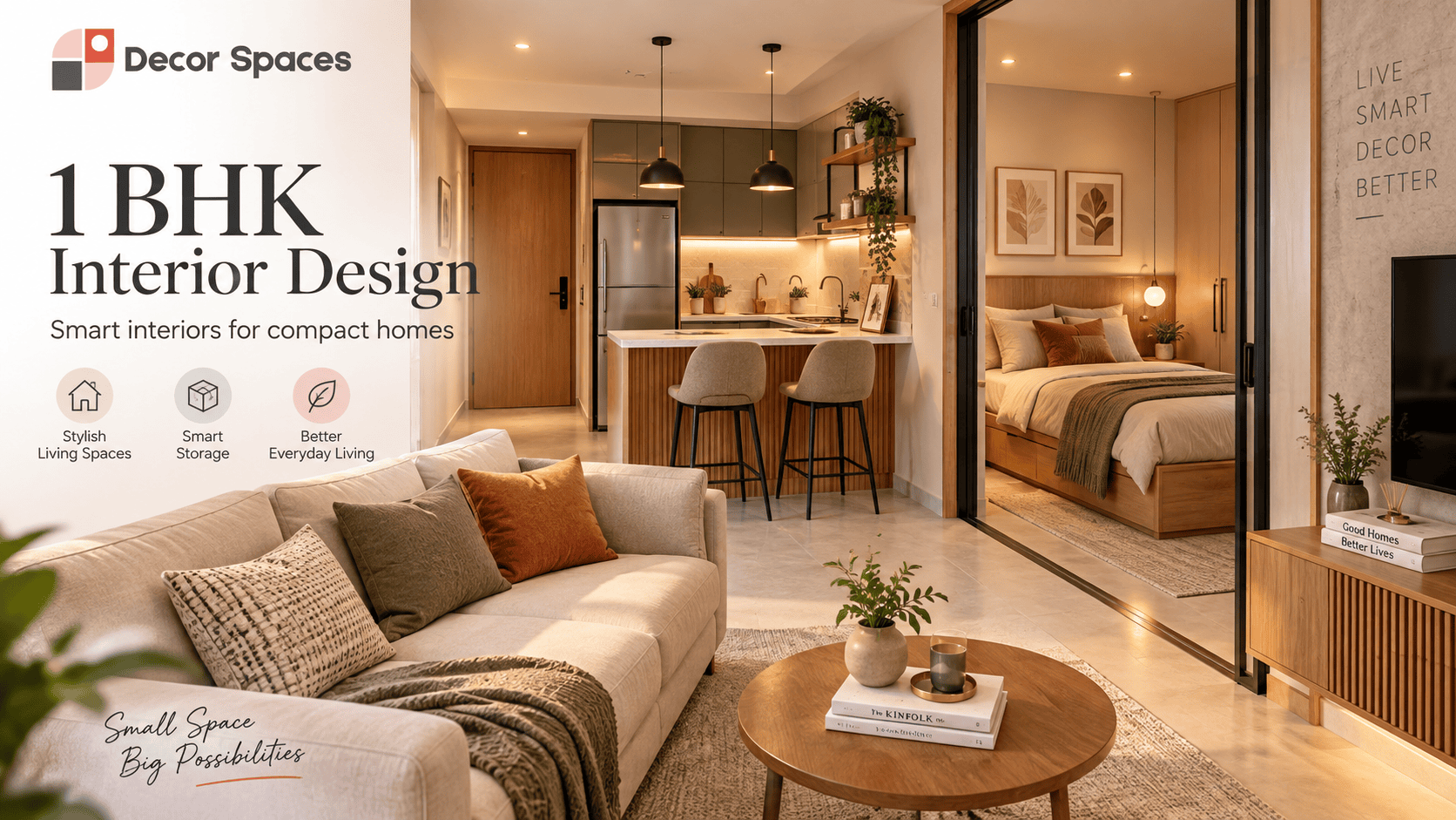 1 BHK interior design by Decor Spaces