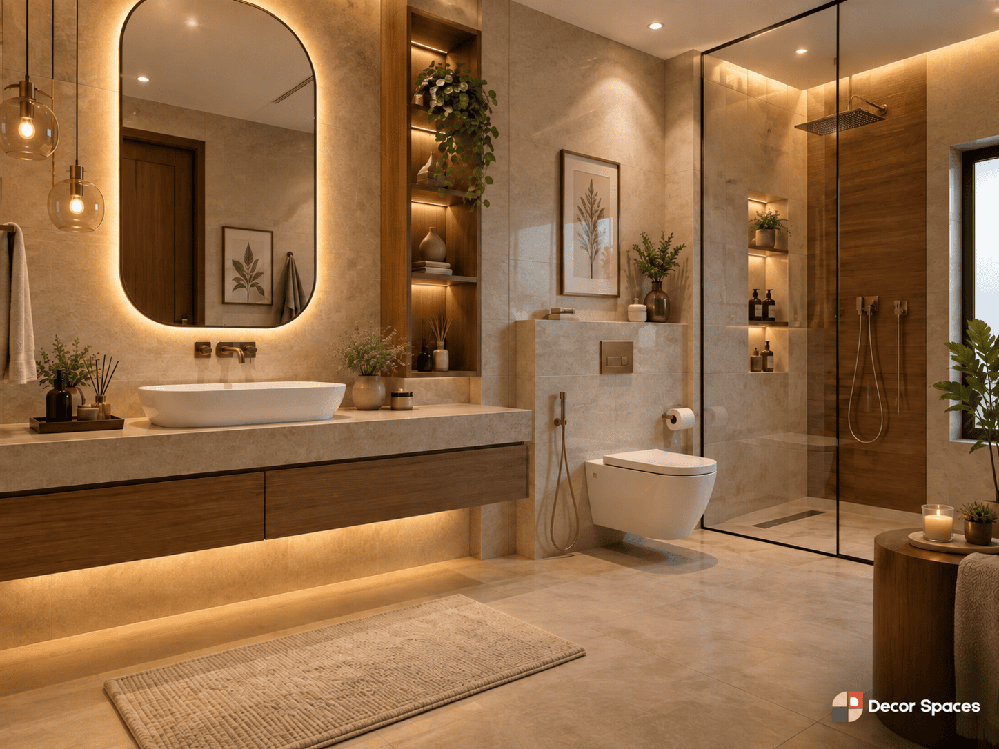Bathroom interior design in Chennai vanity shower and practical fittings by Decor Spaces