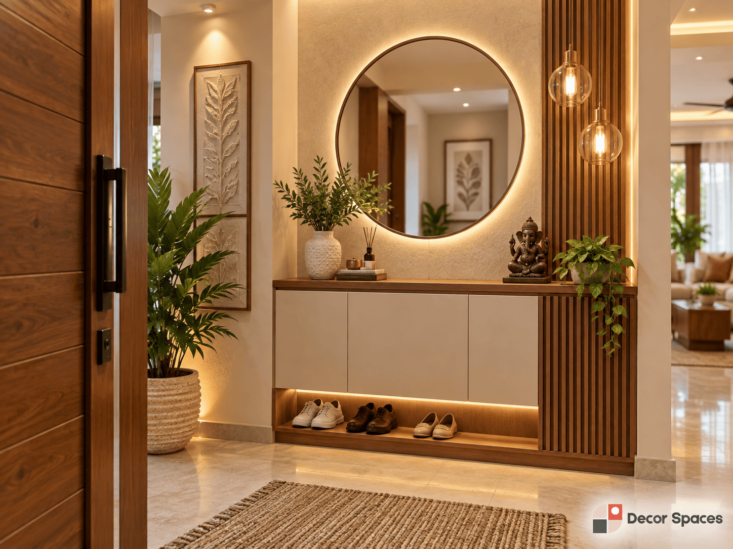 Foyer interior design in Chennai reference for a compact apartment entrance