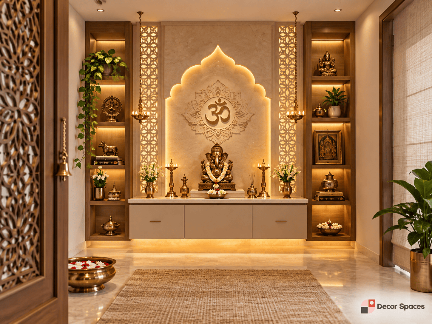 Contemporary Indian pooja interior Bangalore