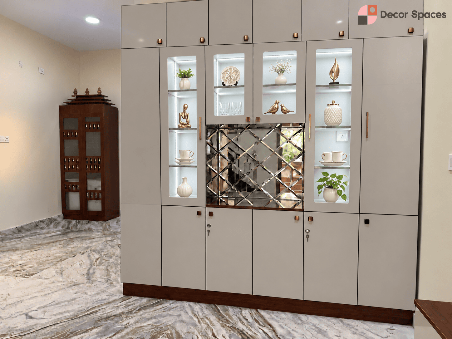 custom showcase and display unit completed by Decor Spaces