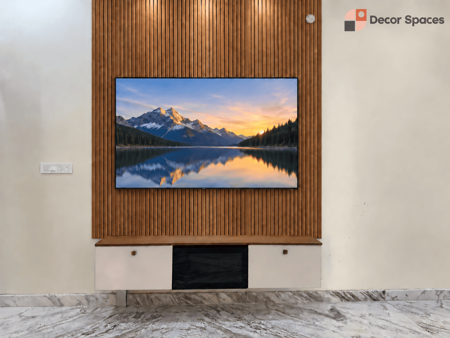 modern TV unit interior completed by Decor Spaces