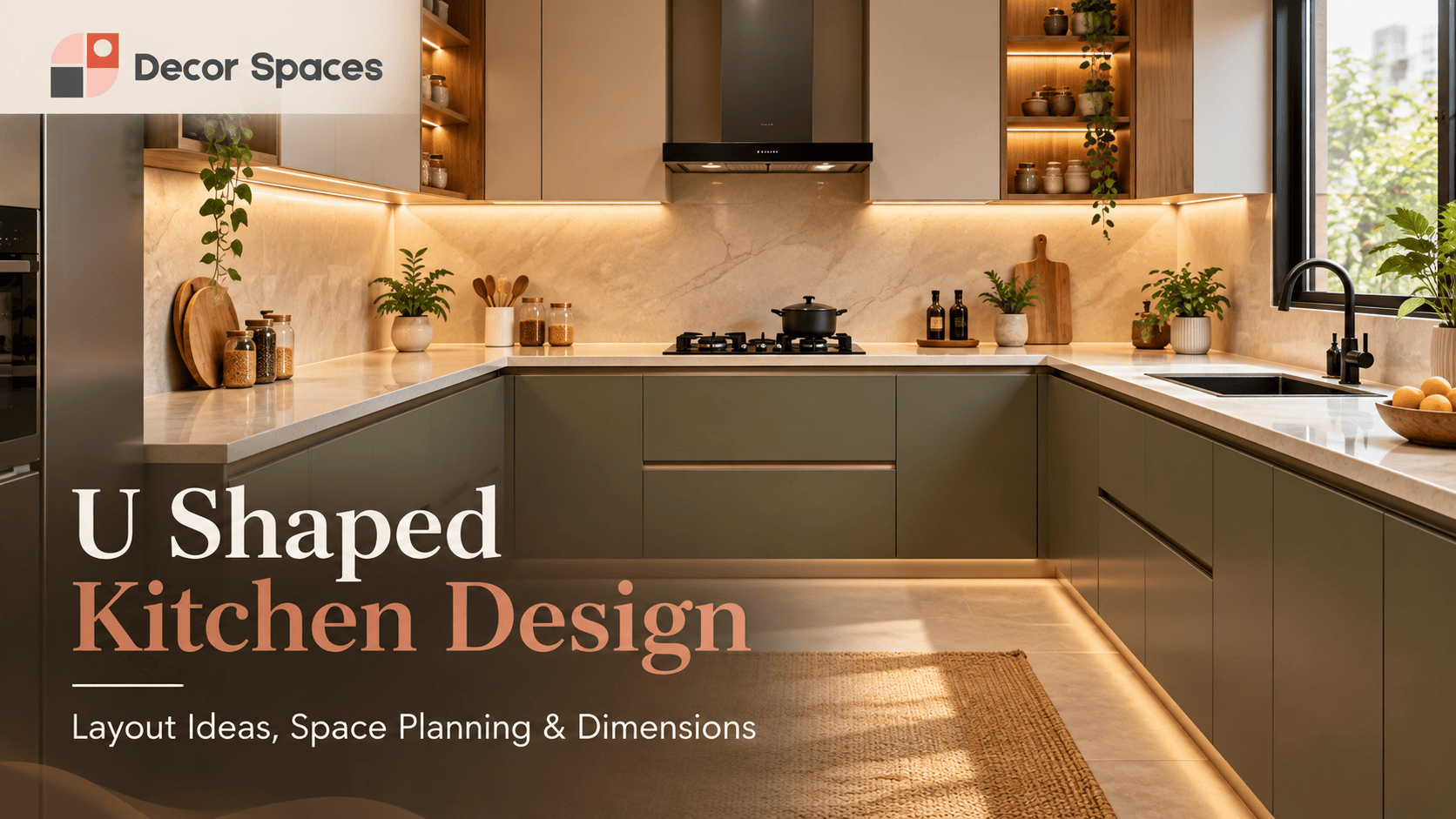 U shaped kitchen design with three-sided cabinetry by Decor Spaces